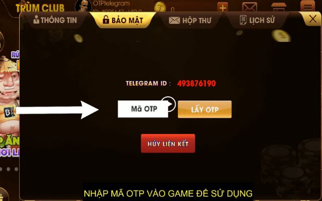 Bước 3: Hoàn thành nhập mã OTP game kích hoạt tặng tiền 