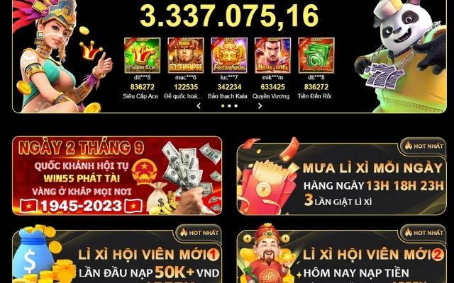 Các ưu đãi cực hấp dẫn tại Win55