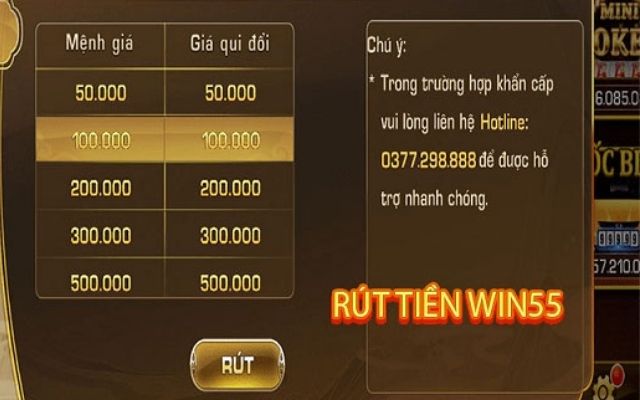 Hướng dẫn rút tiền tại Win55