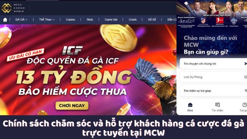 Chính sách chăm sóc và hỗ trợ khách hàng cá cược đá gà trực tuyến tại MCW